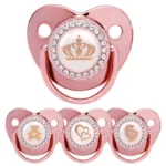 Baby Pacifier Rose Gold Bling Teether – BPA Free Newborn Silicone Pacifier