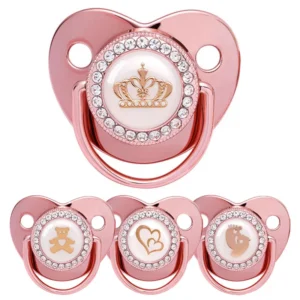 Baby Pacifier Rose Gold Bling Teether – BPA Free Newborn Silicone Pacifier