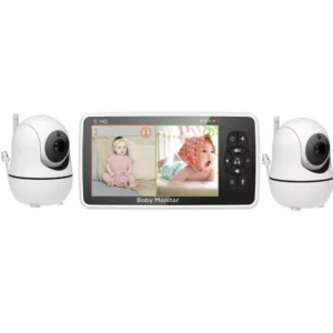 5 inch Video Baby Monitor with Two Camera and Audio, Night Vision