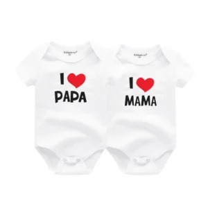 Four Seasons “I Love Papa Mama” Newborn Boy & Girl Bodysuits