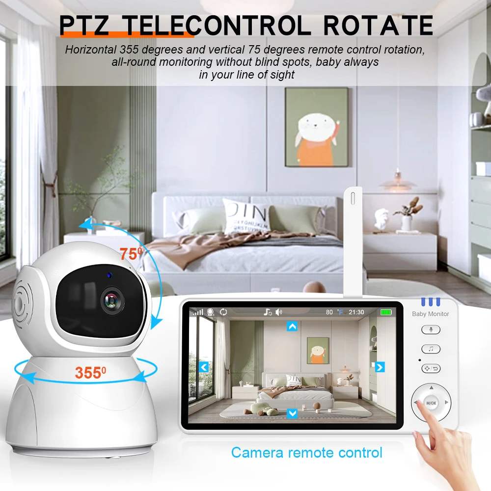 5” 720P HD IPS Screen Video Baby Monitor – Pan Tilt, 4X Zoom - Image 3