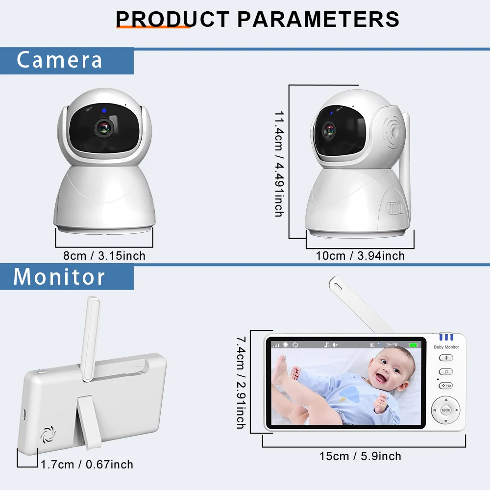5” 720P HD IPS Screen Video Baby Monitor – Pan Tilt, 4X Zoom - Image 6