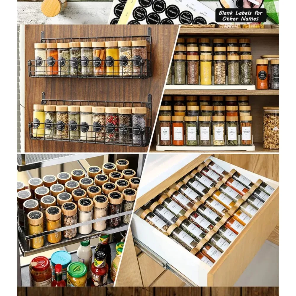 Glass Spice Jars with Bamboo Lids Include with Minimalist Spice - Image 4