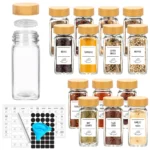Glass Spice Jars with Bamboo Lids Include with Minimalist Spice