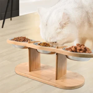 Raised Cat Feeder 3 Bowls in 1 Feeding & Watering Supplies 15°
