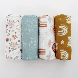 2 Layers Newborn Baby Bath Towel Wrap – Muslin Swaddle Blankets