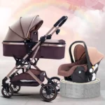 3-in-1 High-View Baby Stroller with Car Seat – Foldable Adjustable Backrest