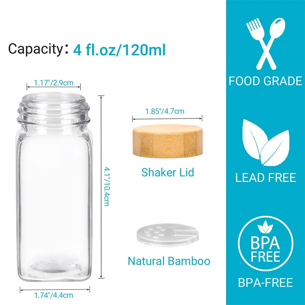 Glass Spice Jars with Bamboo Lids Include with Minimalist Spice - Image 6