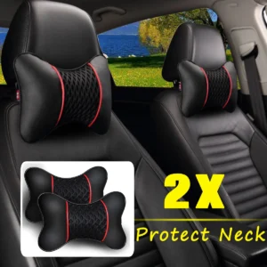 Leather Knitted Car Pillows – Headrest Neck Rest Cushion