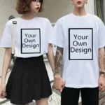 Fashion Custom Tops Customized Printed Breathable Black White T Shirt