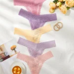 5-Pack Floral Lace Thong Panties for Women