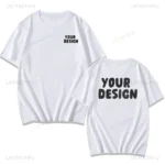 Customized Printed Cotton Black White T Shirt Men Women
