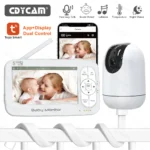 5" WiFi Baby Monitor with 4x Zoom PTZ Camera, Tuya App, and Monitor