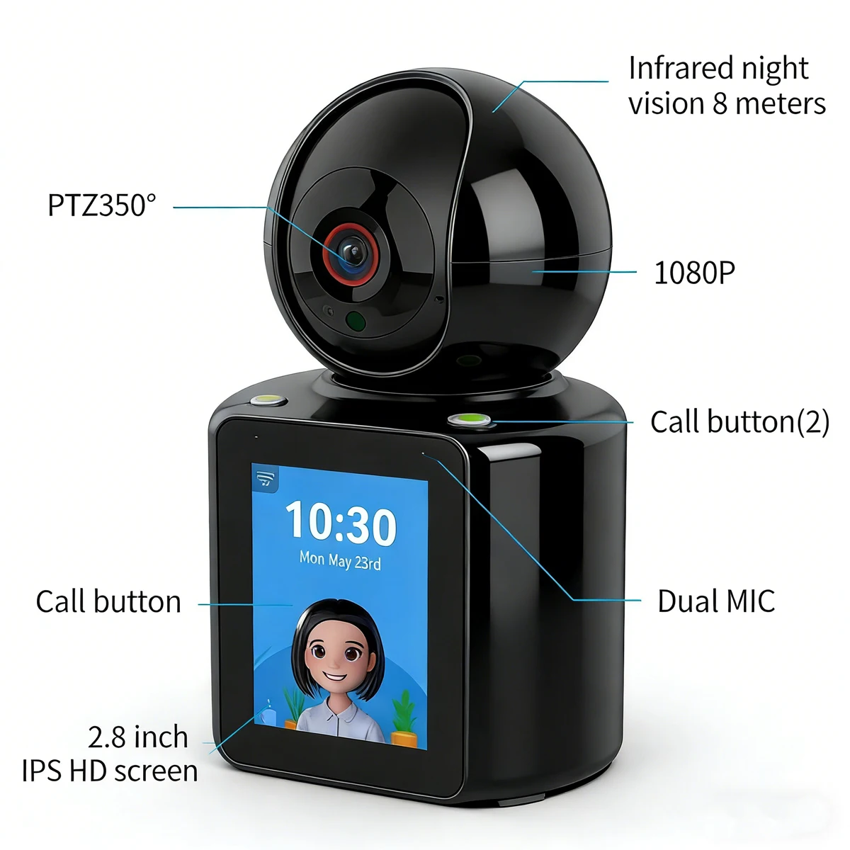 360pro 1080P HD Wireless Baby Monito CCTV Camera - Image 2
