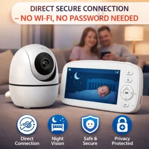 5" 720P Baby Monitor No WiFi, 48H Battery, Night Vision